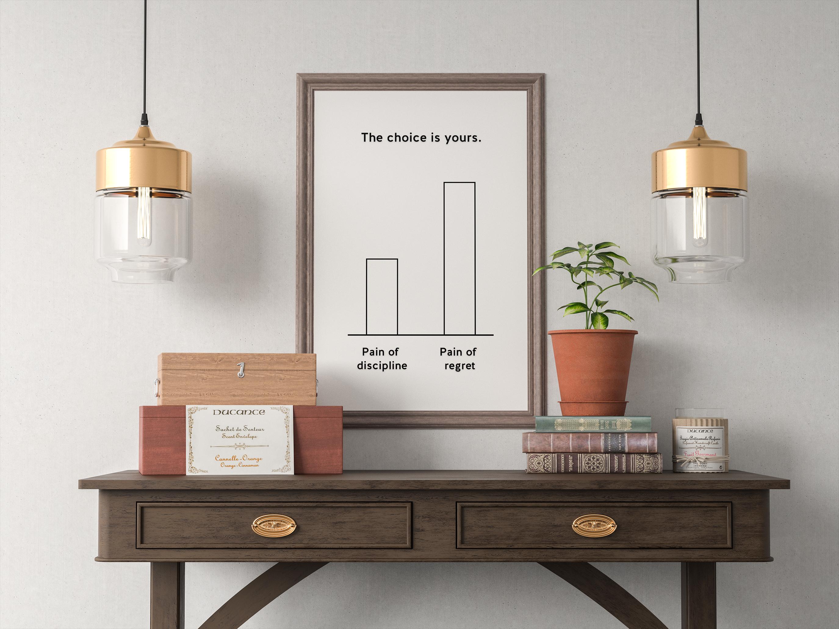 Pain of Discipline vs Regret | Disiplin mi Pişmanlık mı Posteri | Trading Psikolojisi Duvar Sanatı | Yatırımcı Mindset Baskı
