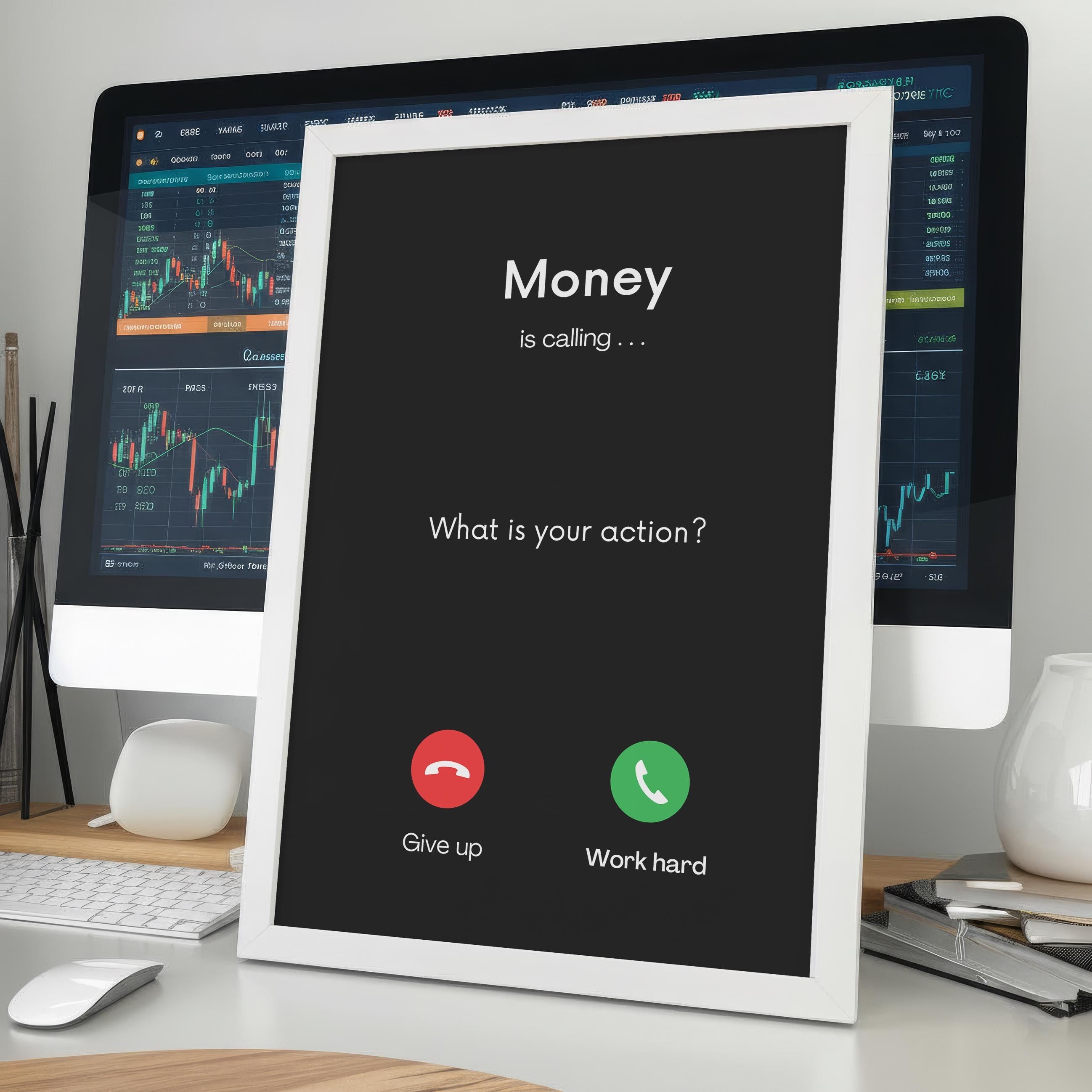 Money Is Calling | Motivasyonel Duvar Posteri | Trader & Yatırımcı Hediyesi | Ofis Dekorasyonu