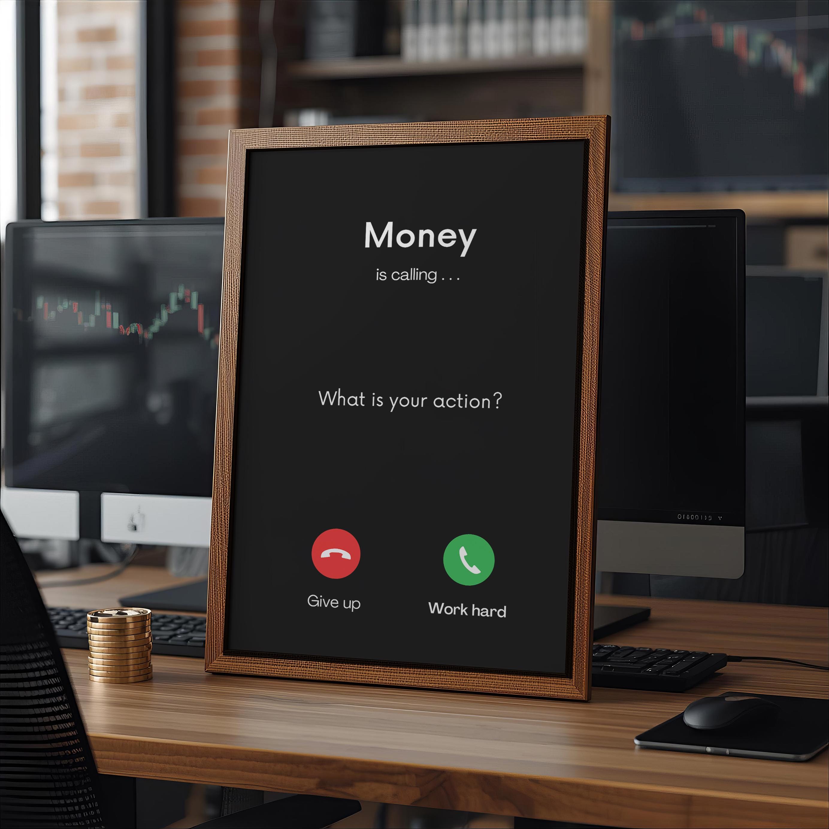 Money Is Calling | Motivasyonel Duvar Posteri | Trader & Yatırımcı Hediyesi | Ofis Dekorasyonu