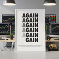 Minimalist Motivasyonel Duvar Sanatı Posteri | Again and Gain| İlham Verici Ev Ofis Dekor Hediyesi