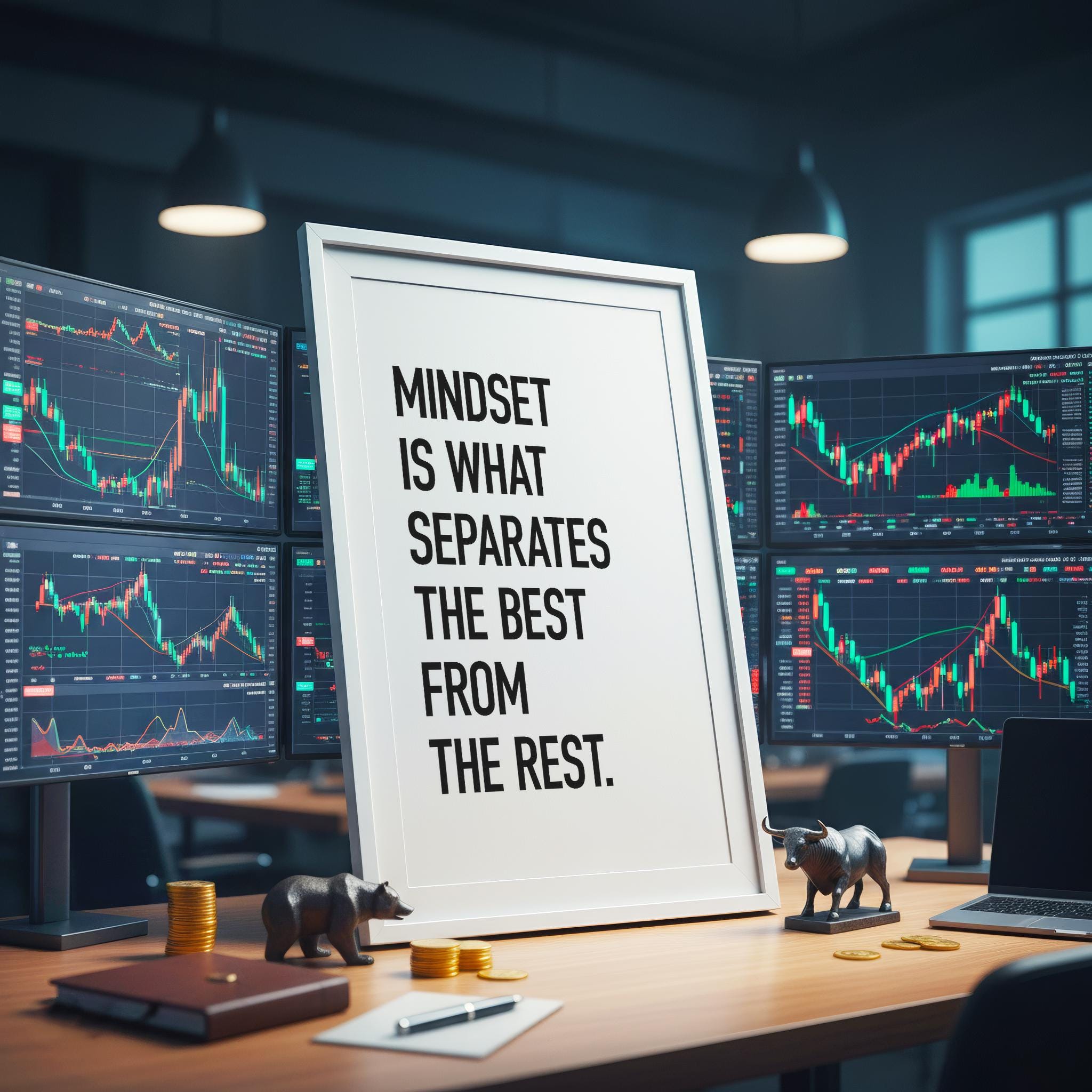 Mindset is Everything | Mindset Her Şeydir Posteri | Borsa ve Yatırım Duvar Sanatı | Trader Ofis Dekoru