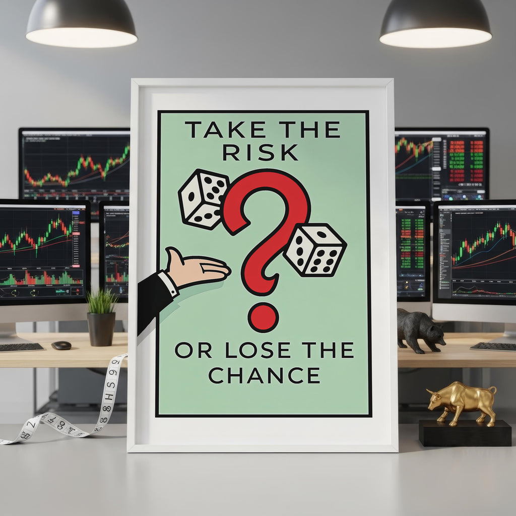 Monopoly İlhamlı Borsa Posteri | Risk Al Duvar Sanatı | Yatırımcı Ofis Dekoru