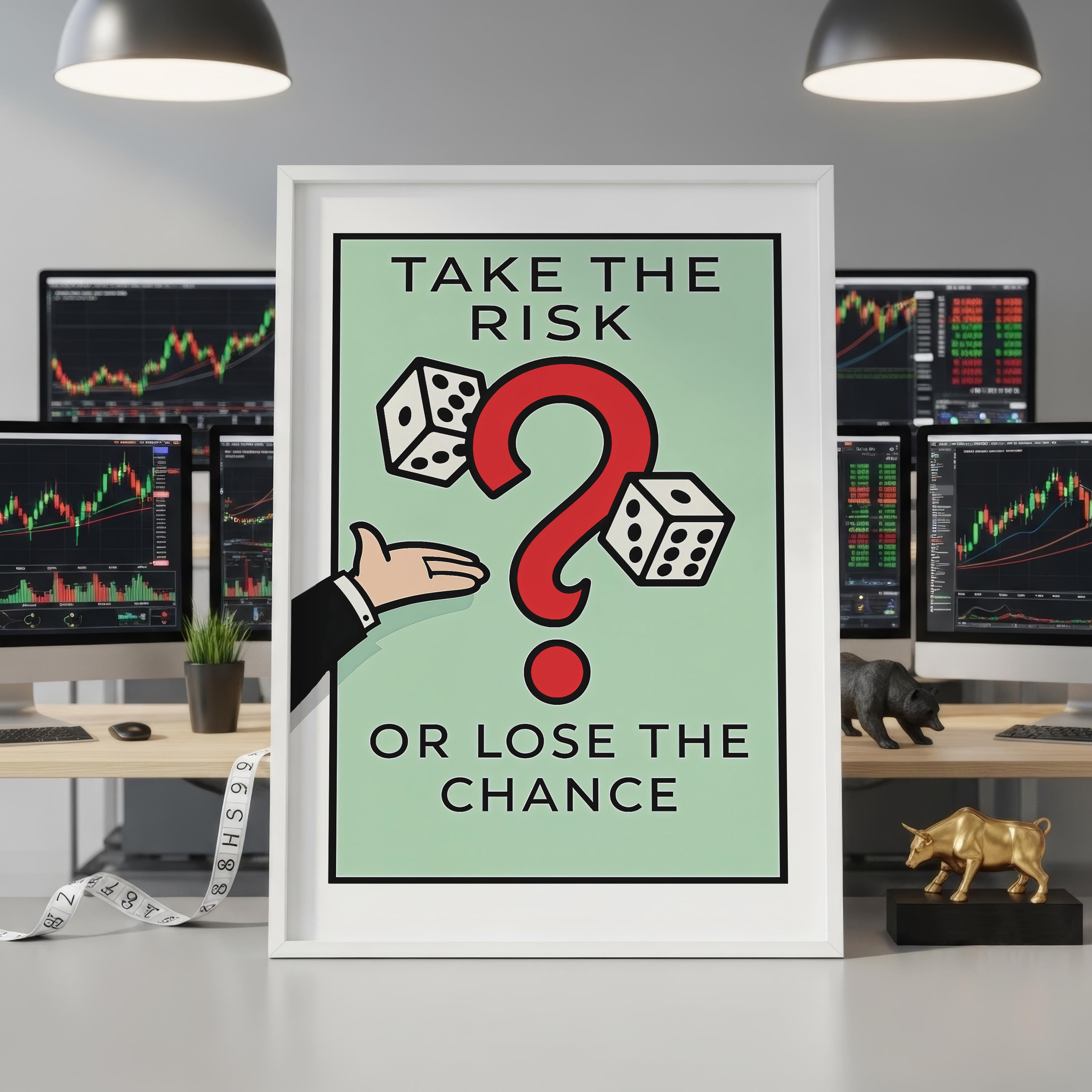 Monopoly İlhamlı Borsa Posteri | Risk Al Duvar Sanatı | Yatırımcı Ofis Dekoru