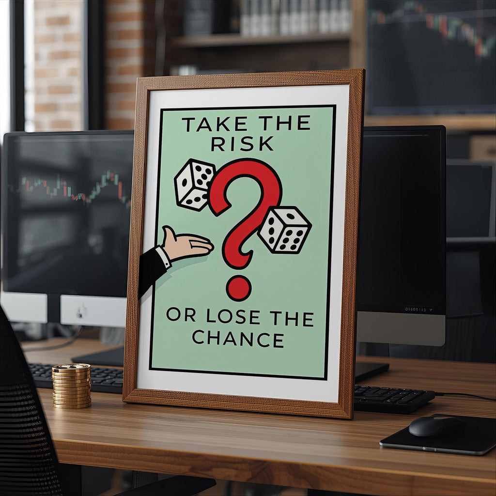 Monopoly İlhamlı Borsa Posteri | Risk Al Duvar Sanatı | Yatırımcı Ofis Dekoru