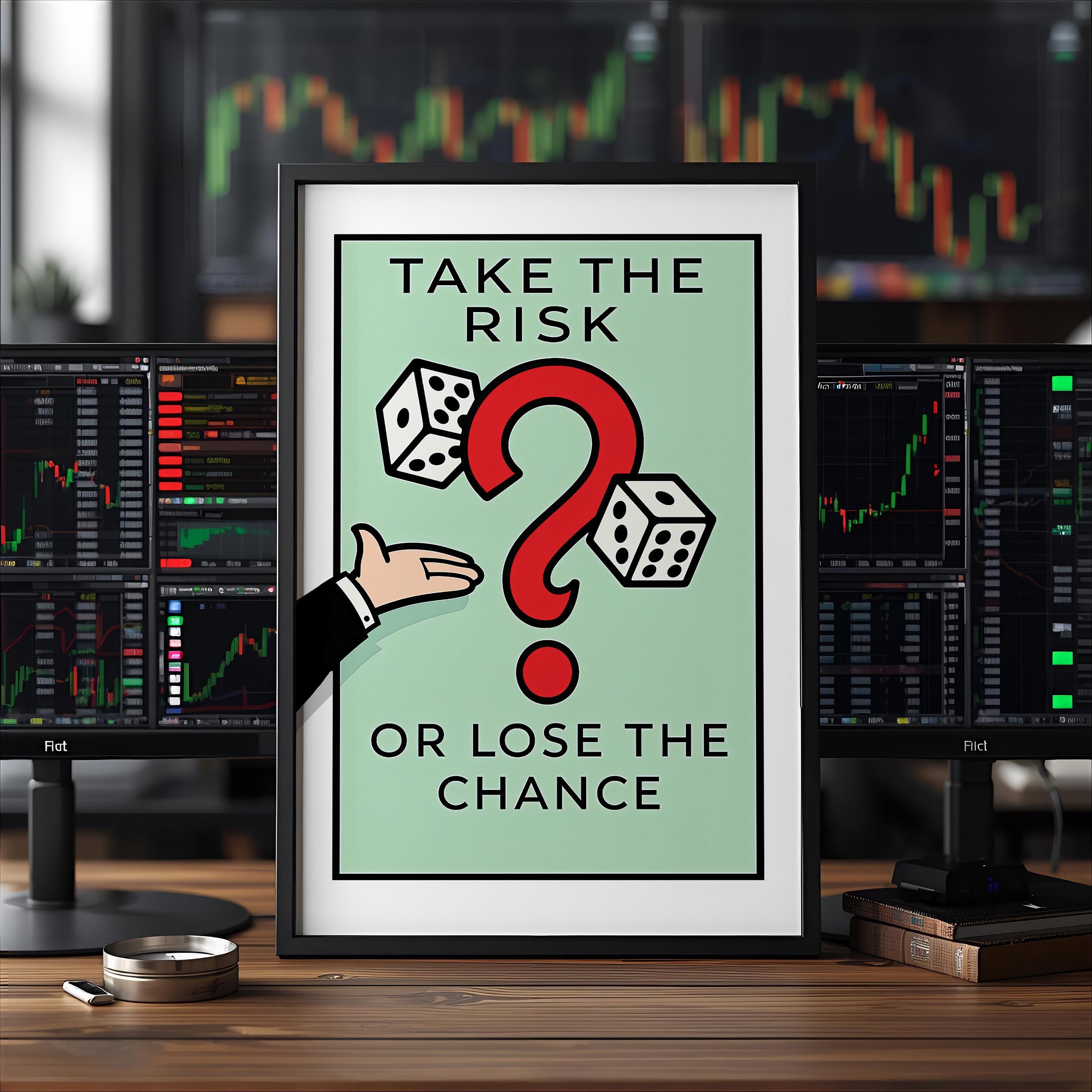 Monopoly İlhamlı Borsa Posteri | Risk Al Duvar Sanatı | Yatırımcı Ofis Dekoru