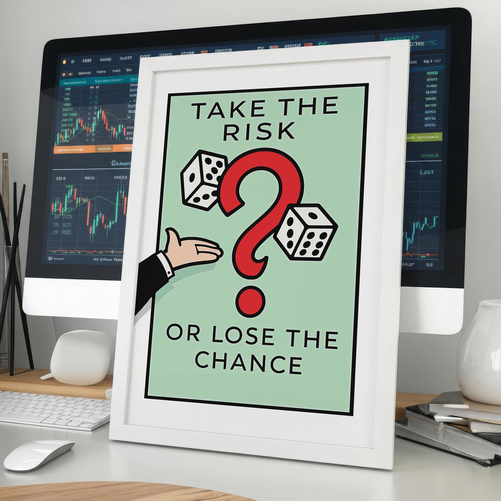 Monopoly İlhamlı Borsa Posteri | Risk Al Duvar Sanatı | Yatırımcı Ofis Dekoru