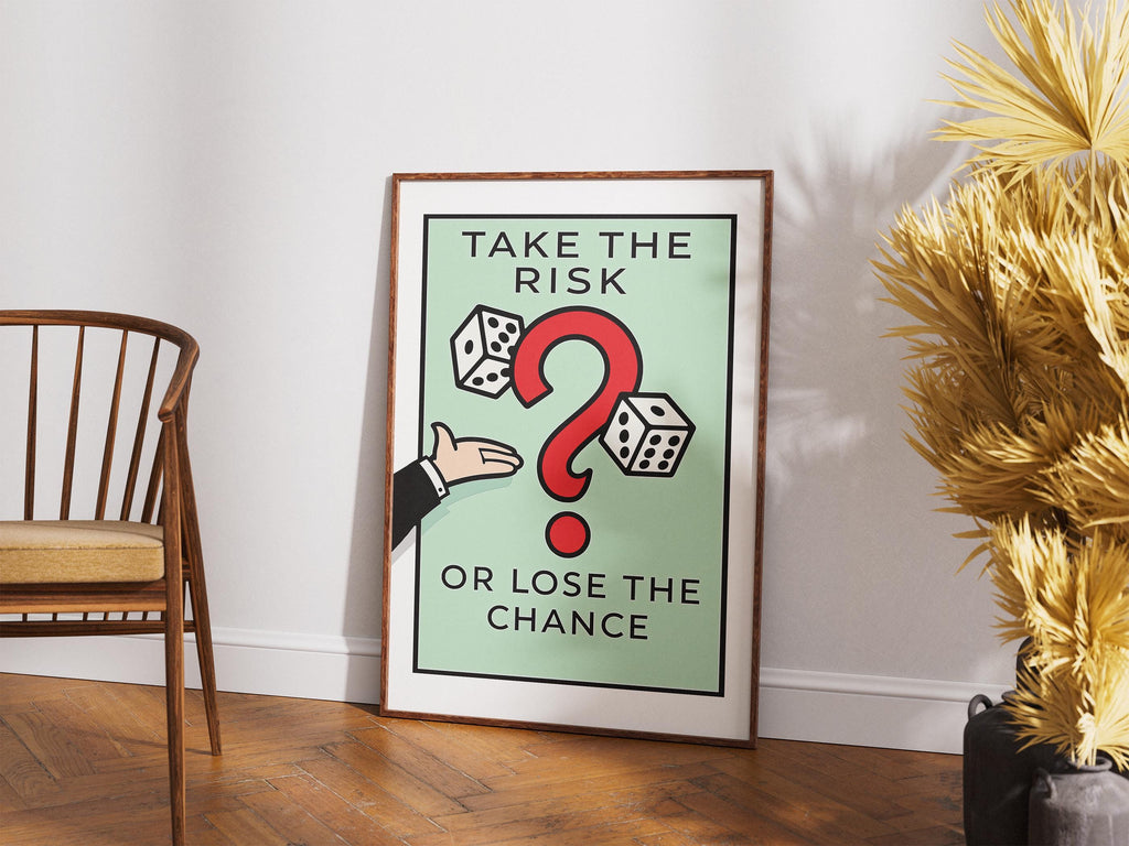 Monopoly İlhamlı Borsa Posteri | Risk Al Duvar Sanatı | Yatırımcı Ofis Dekoru