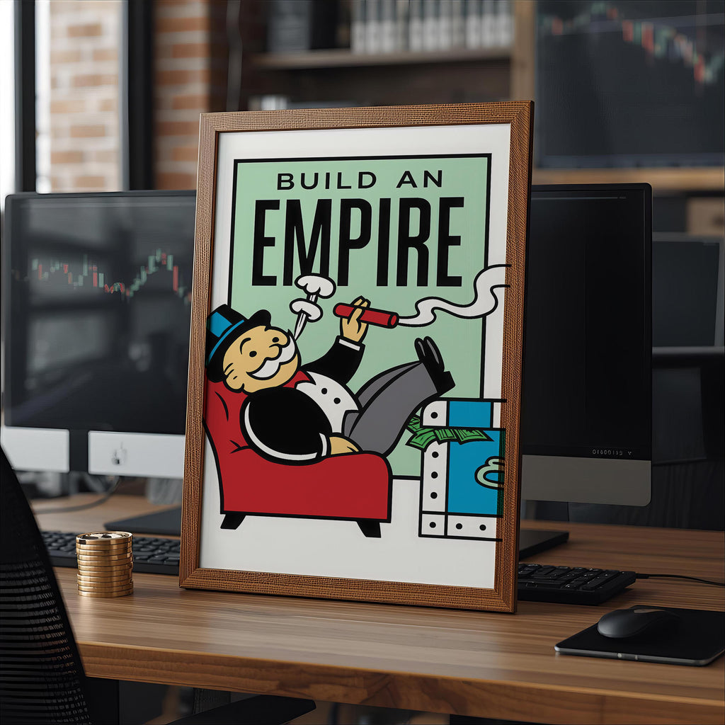 Build An Empire Poster | İmparatorluk Kur Posteri – Ofis İçin Monopoly Sanatı, Borsa Yatırımcısı Hediyesi, Girişimci Duvar Dekoru