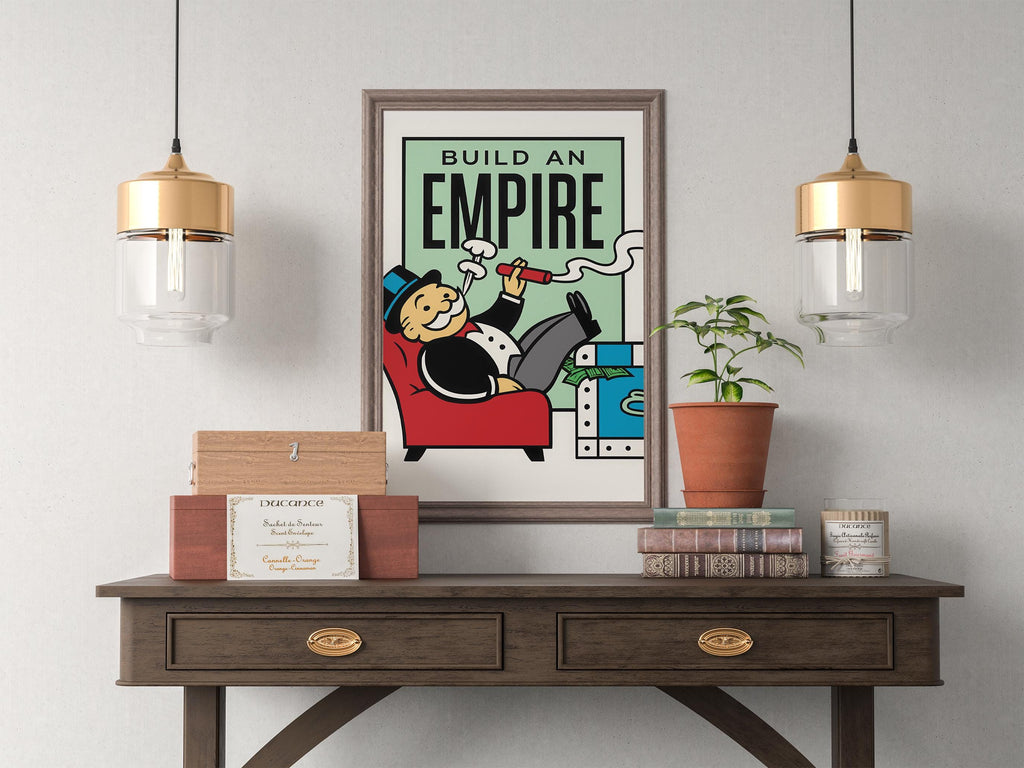 Build An Empire Poster | İmparatorluk Kur Posteri – Ofis İçin Monopoly Sanatı, Borsa Yatırımcısı Hediyesi, Girişimci Duvar Dekoru