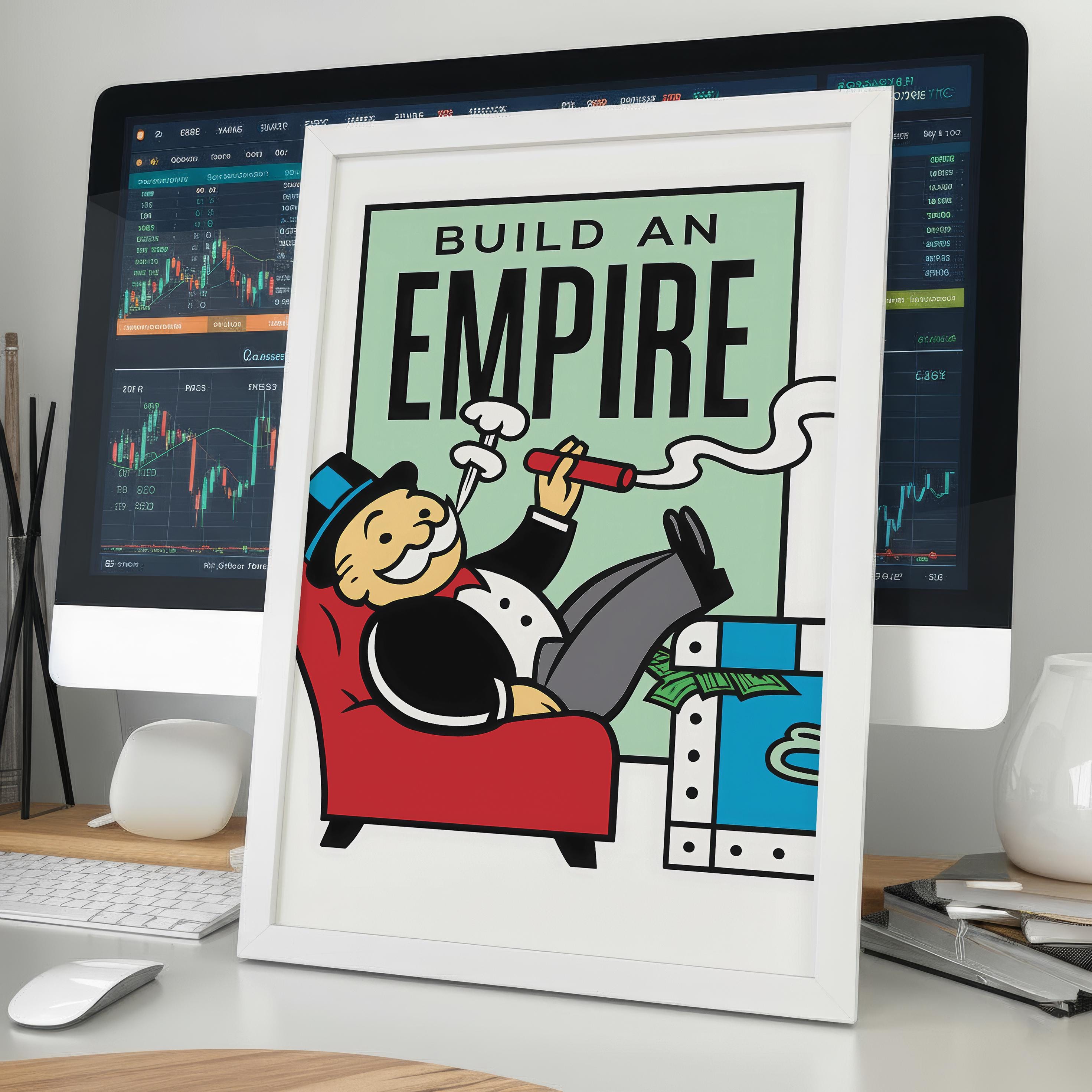 Build An Empire Poster | İmparatorluk Kur Posteri – Ofis İçin Monopoly Sanatı, Borsa Yatırımcısı Hediyesi, Girişimci Duvar Dekoru