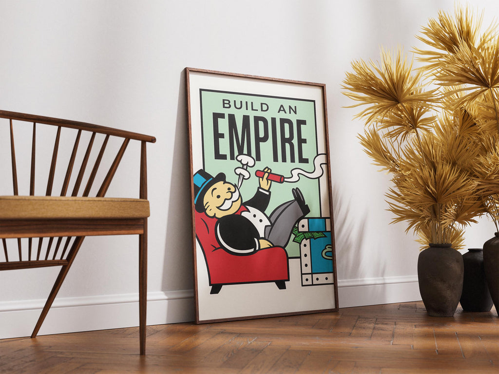 Build An Empire Poster | İmparatorluk Kur Posteri – Ofis İçin Monopoly Sanatı, Borsa Yatırımcısı Hediyesi, Girişimci Duvar Dekoru