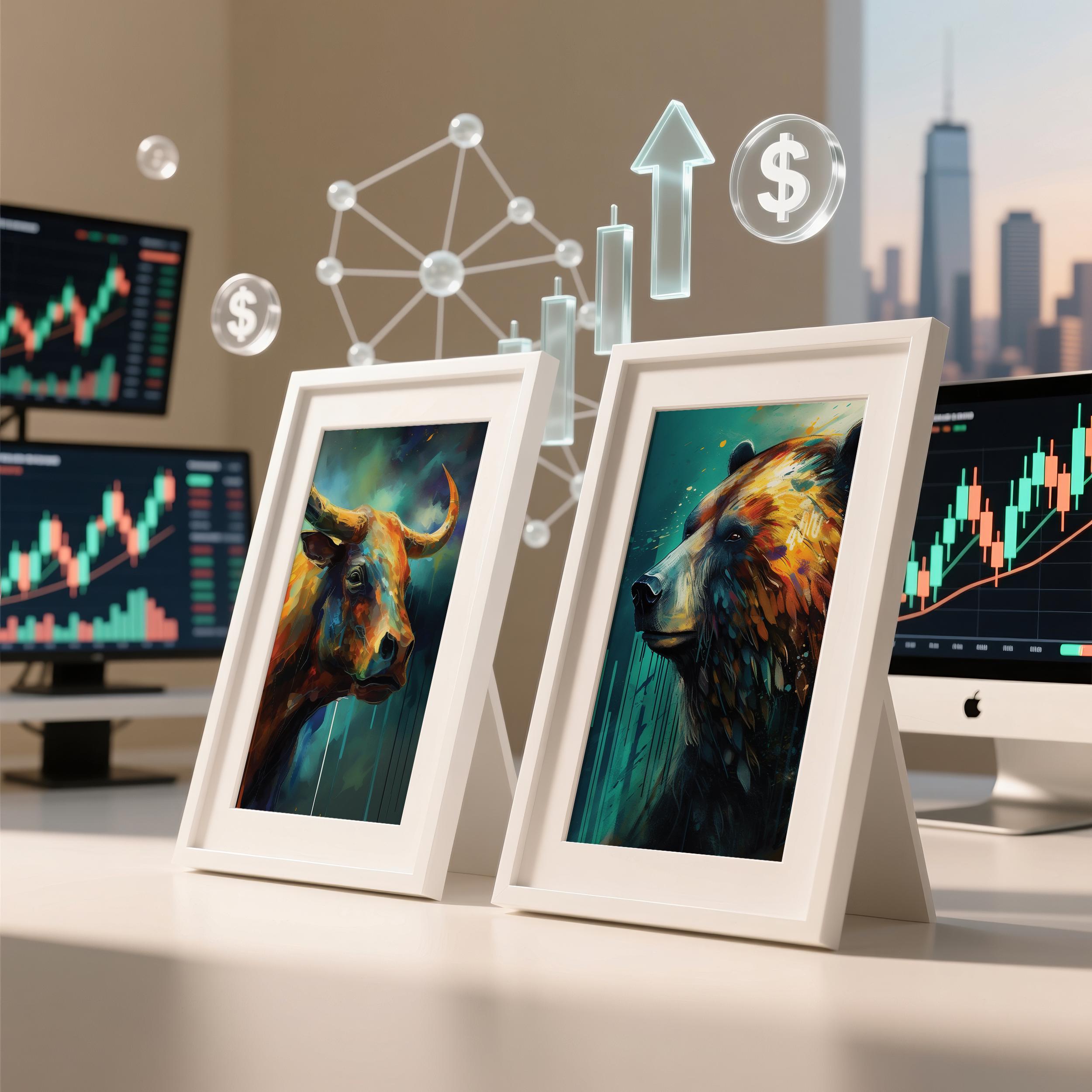 Boğa ve Ayı Sanat Baskı Seti | Borsa Duvar Sanatı | Trader Hediyesi | Finans Ofis Posteri