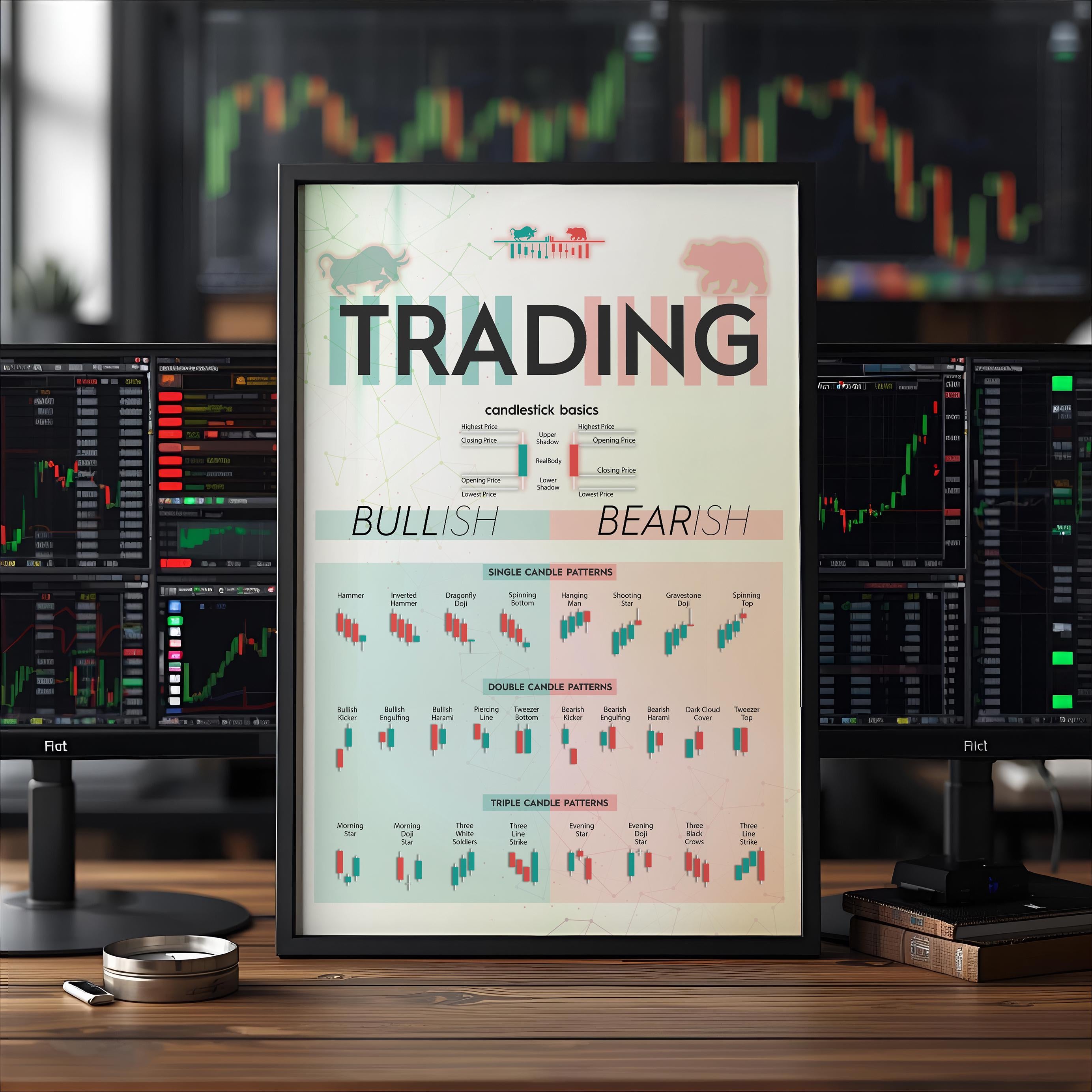 Mum Formasyonları Posteri | Borsa ve Forex Teknik Analiz Duvar Tablosu