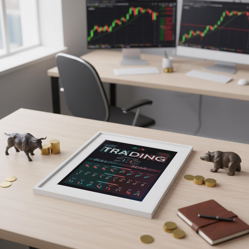Mum Formasyonları Posteri SİYAH | Borsa ve Forex Teknik Analiz Duvar Tablosu
