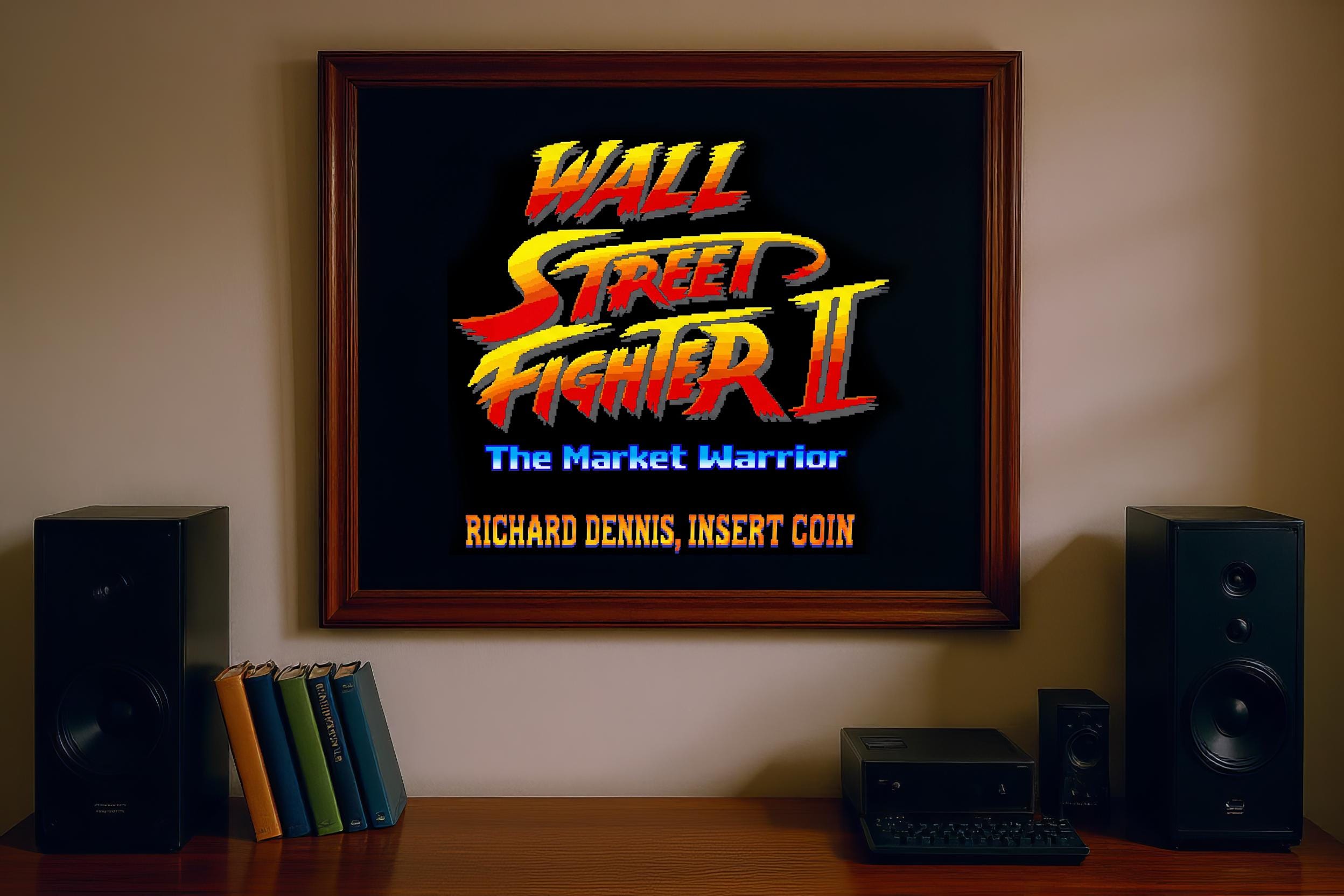 Market Warrior — Özel İsimli Retro Arcade Trader Posteri | Piksel Sanatı Duvar Tablosu | Borsa & Gaming Hediyesi | Wall Street Fighter