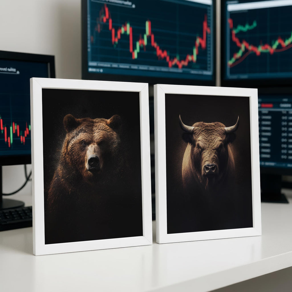 Boğa ve Ayı Sanat Baskı Seti | Borsa Duvar Sanatı | Trader Hediyesi | Finans Ofis Dekorasyonu