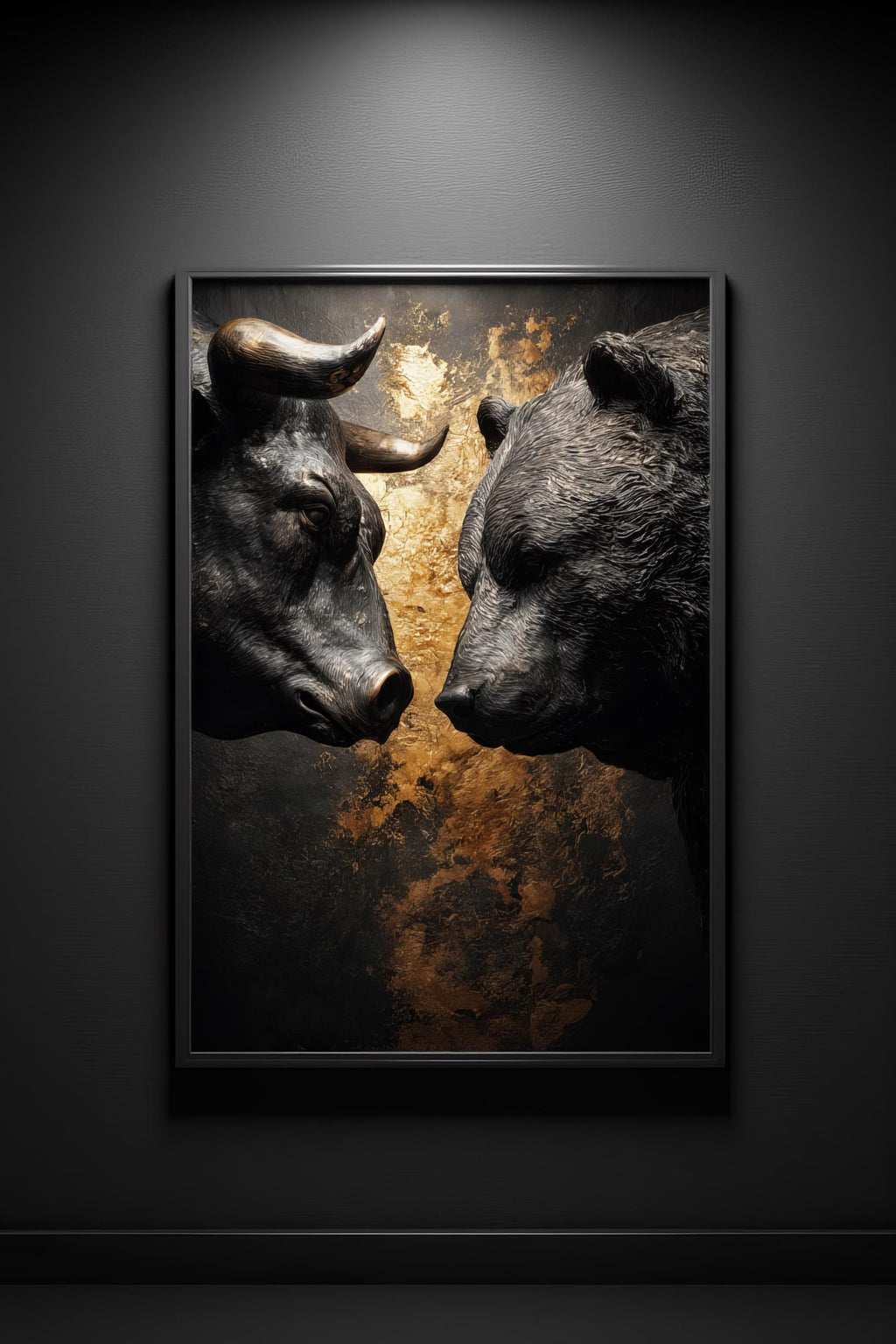 Boğa vs Ayı Borsa Sanat Baskısı — Finans Dünyasının İkonik Savaşı | Borsa Tablosu | Yatırımcı Hediyesi