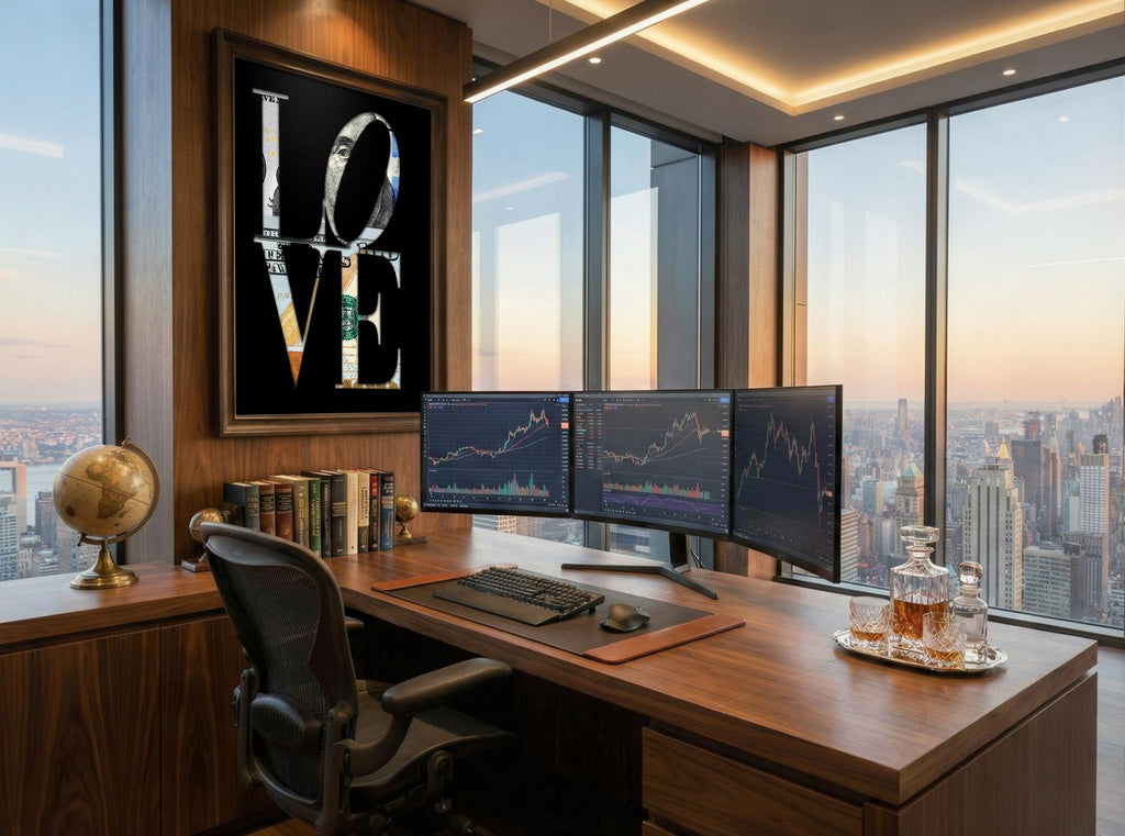 LOVE Trading Duvar Sanatı - Finans ve Borsa Temalı Dekoratif Poster