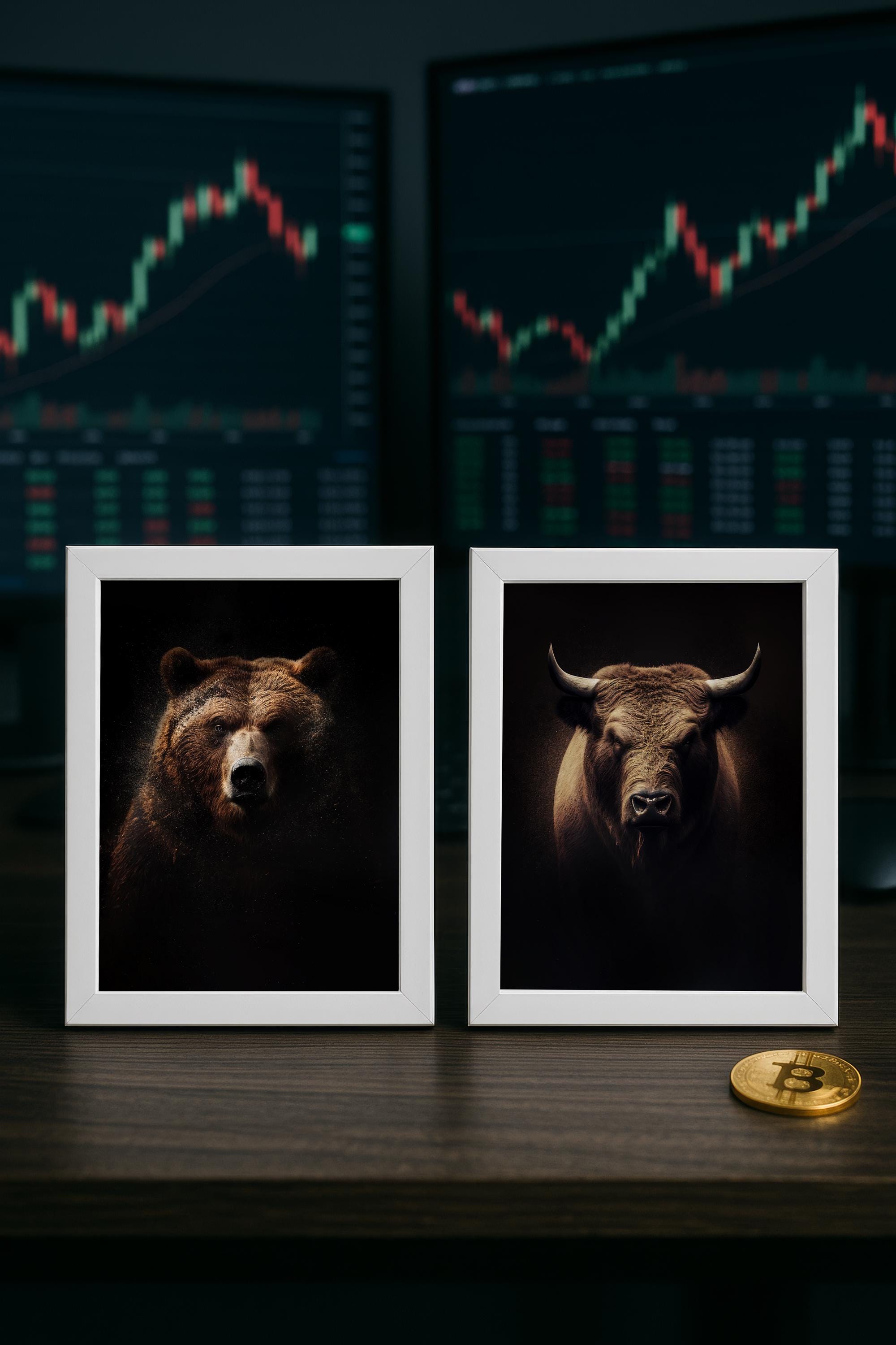 Boğa ve Ayı Sanat Baskı Seti | Borsa Duvar Sanatı | Trader Hediyesi | Finans Ofis Dekorasyonu