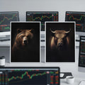 Boğa ve Ayı Sanat Baskı Seti | Borsa Duvar Sanatı | Trader Hediyesi | Finans Ofis Dekorasyonu