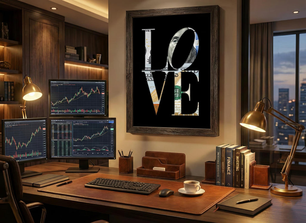 LOVE Trading Duvar Sanatı - Finans ve Borsa Temalı Dekoratif Poster
