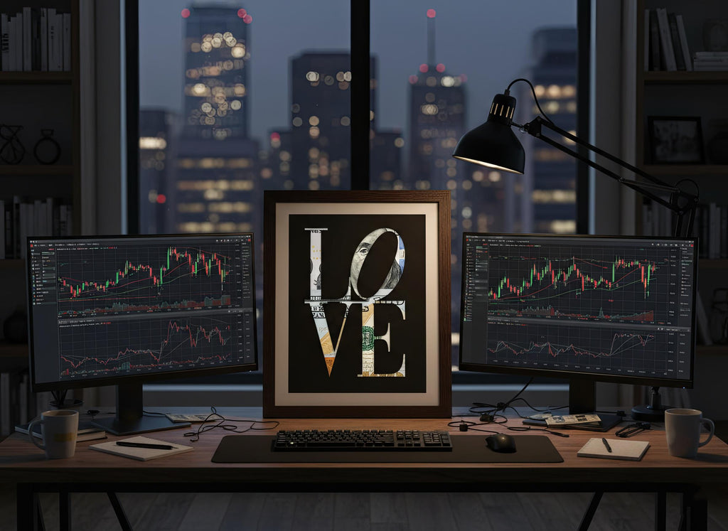 LOVE Trading Duvar Sanatı - Finans ve Borsa Temalı Dekoratif Poster
