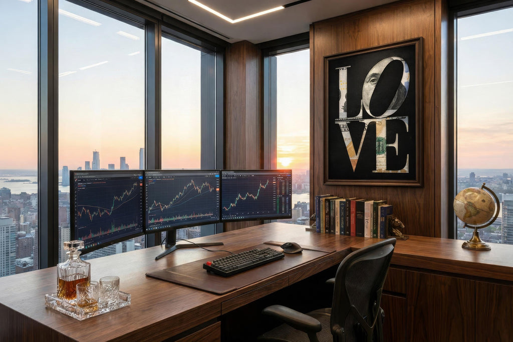 LOVE Trading Duvar Sanatı - Finans ve Borsa Temalı Dekoratif Poster