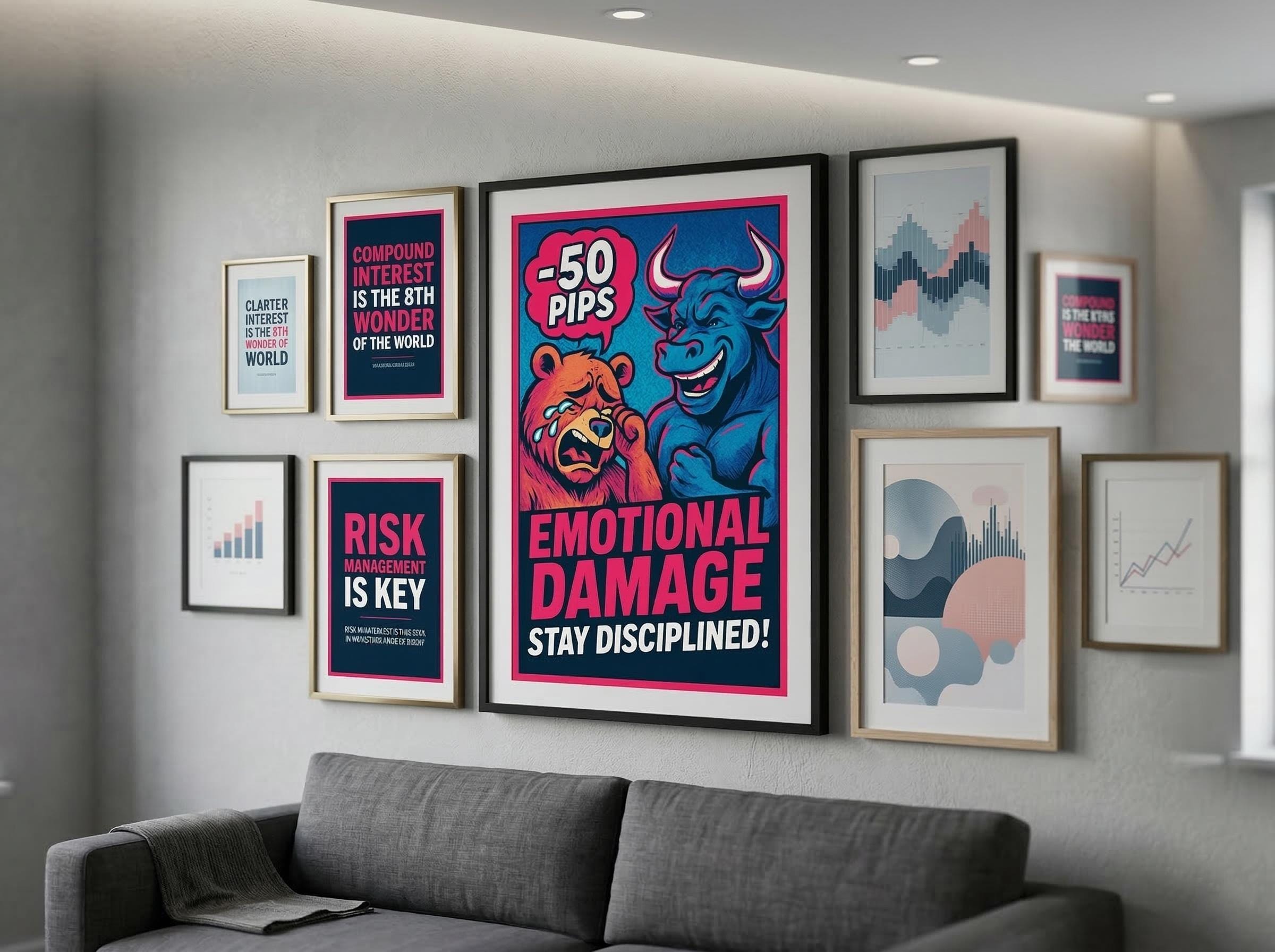 Emotional Damage Trader Posteri | Komik Trader Psikolojisi Duvar Sanatı | Forex Kripto Yatırımcı Hediyesi