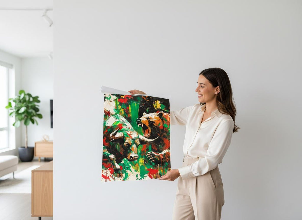 Boğa & Ayı Piyasası Posteri | Borsa Duvar Sanatı | Yatırımcı Ofis Dekorasyonu | Finans Hediyesi