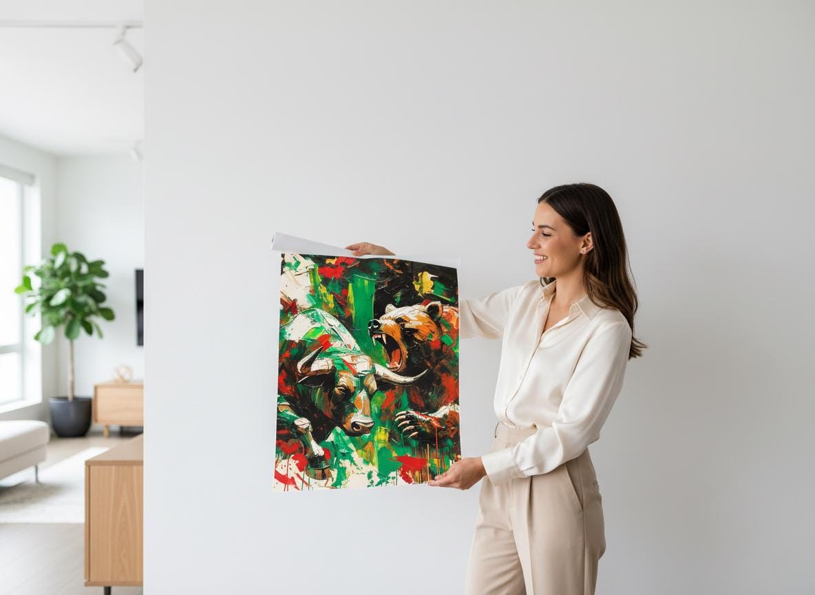 Boğa & Ayı Piyasası Posteri | Borsa Duvar Sanatı | Yatırımcı Ofis Dekorasyonu | Finans Hediyesi