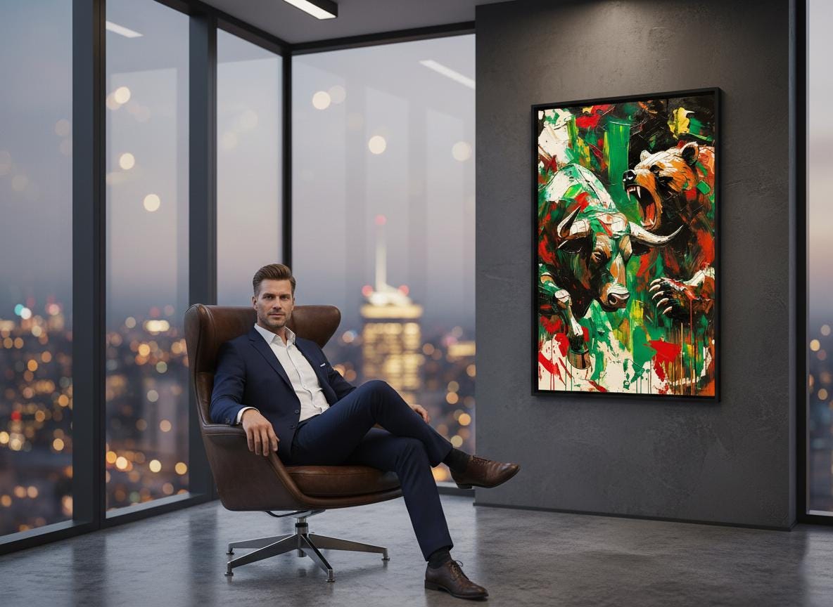 Boğa & Ayı Piyasası Posteri | Borsa Duvar Sanatı | Yatırımcı Ofis Dekorasyonu | Finans Hediyesi