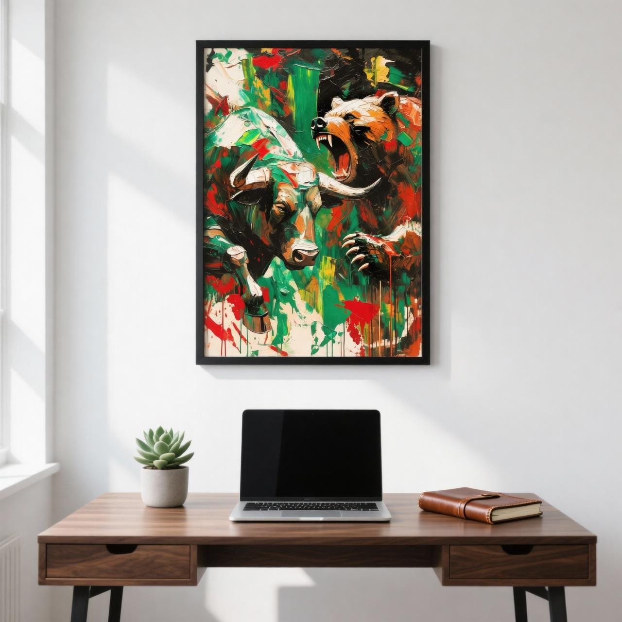 Boğa & Ayı Piyasası Posteri | Borsa Duvar Sanatı | Yatırımcı Ofis Dekorasyonu | Finans Hediyesi