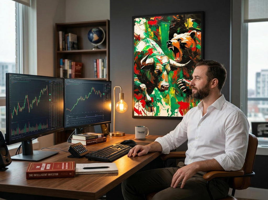 Boğa & Ayı Piyasası Posteri | Borsa Duvar Sanatı | Yatırımcı Ofis Dekorasyonu | Finans Hediyesi