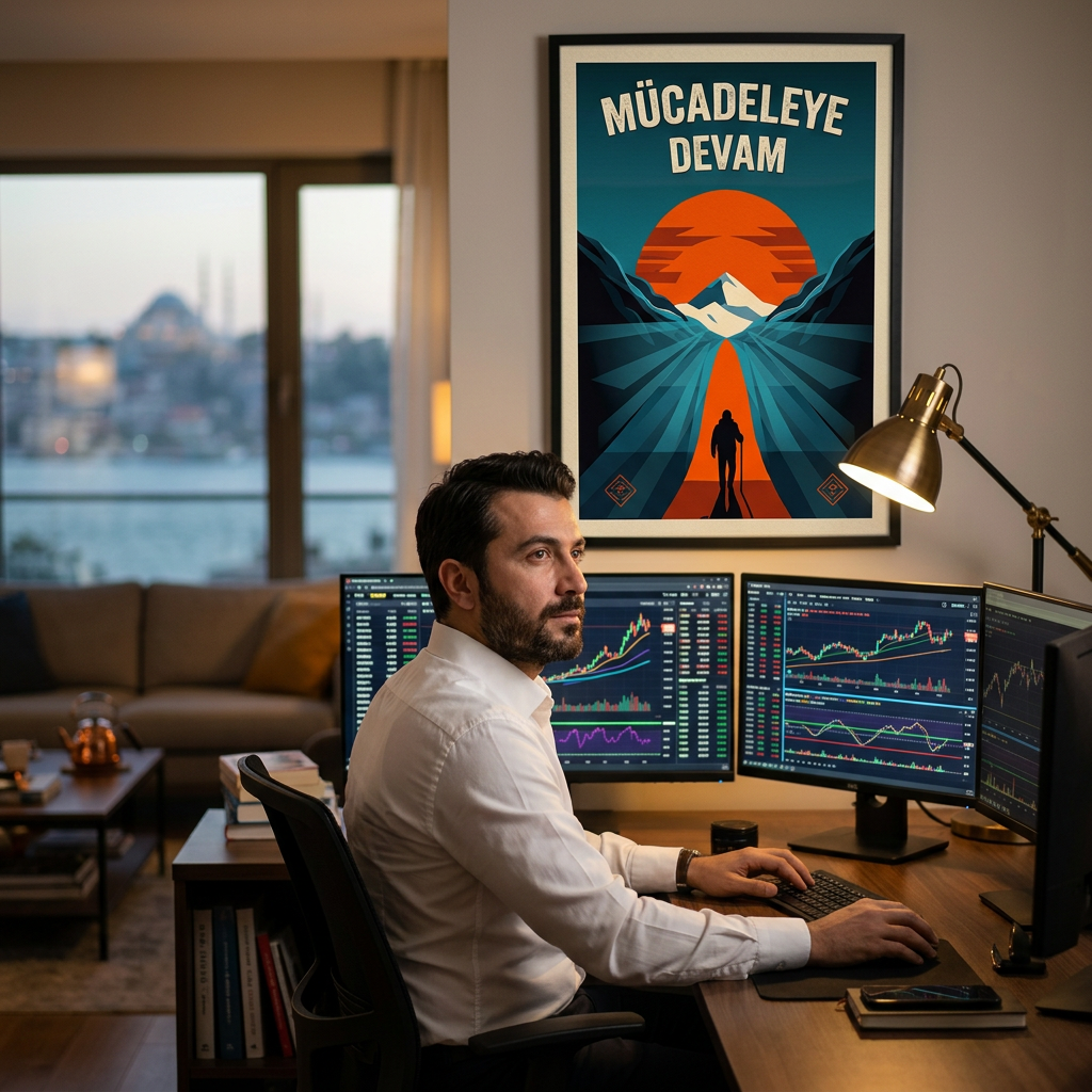 Mücadeleye Devam Posteri | Trader ve Yatırımcı Duvar Dekor | Finans Motivasyon Baskı | 50x70 60x40 35x50 cm