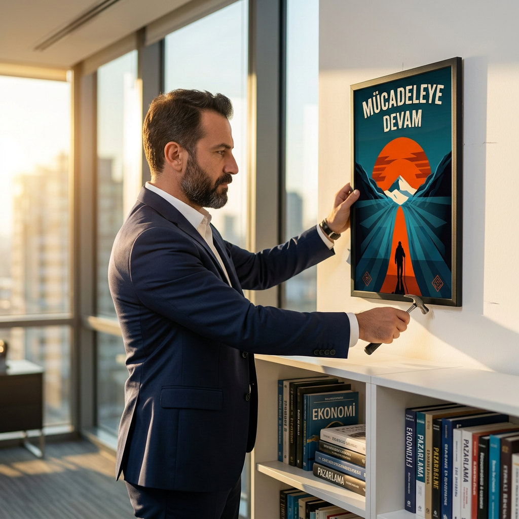 Mücadeleye Devam Posteri | Trader ve Yatırımcı Duvar Dekor | Finans Motivasyon Baskı | 50x70 60x40 35x50 cm