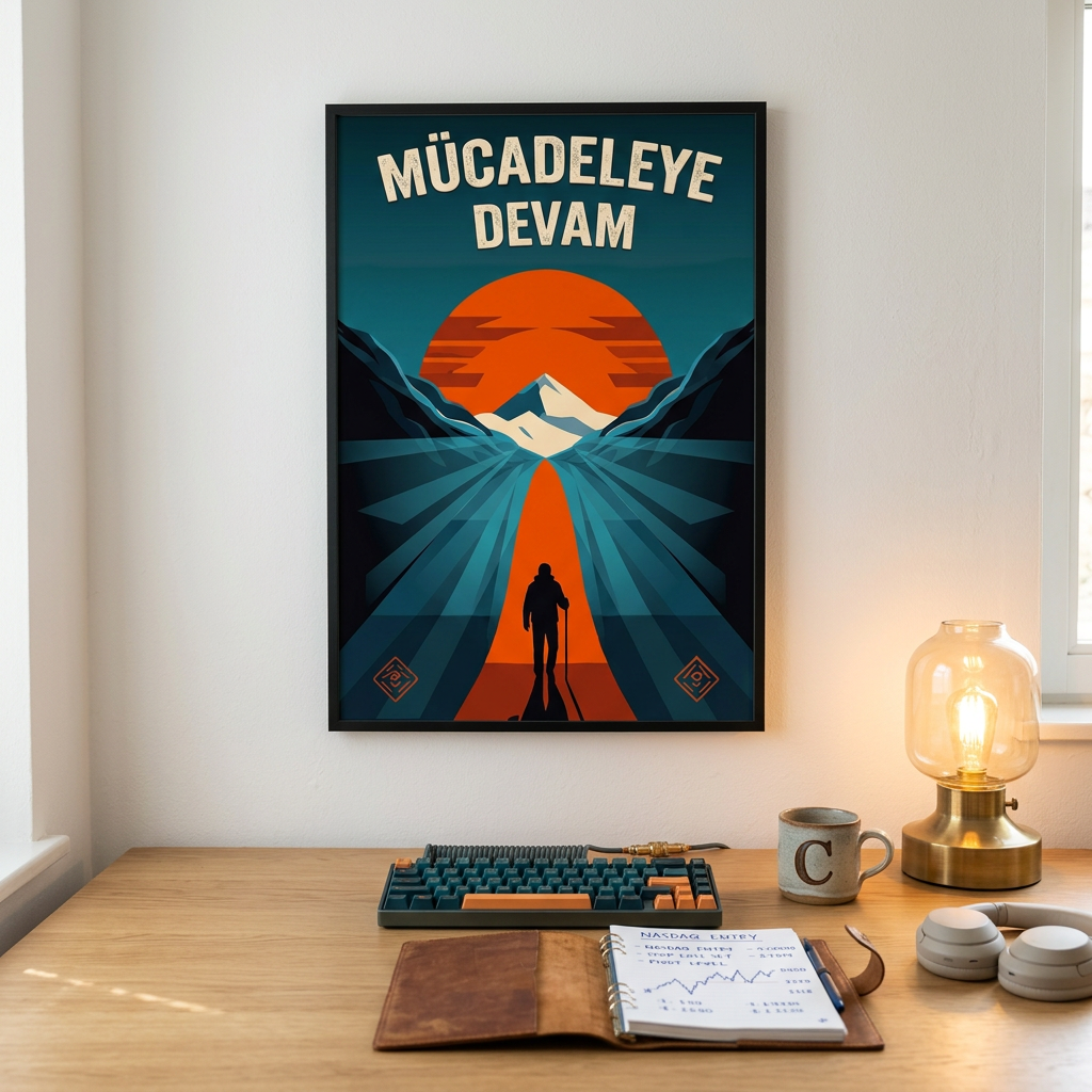 Mücadeleye Devam Posteri | Trader ve Yatırımcı Duvar Dekor | Finans Motivasyon Baskı | 50x70 60x40 35x50 cm